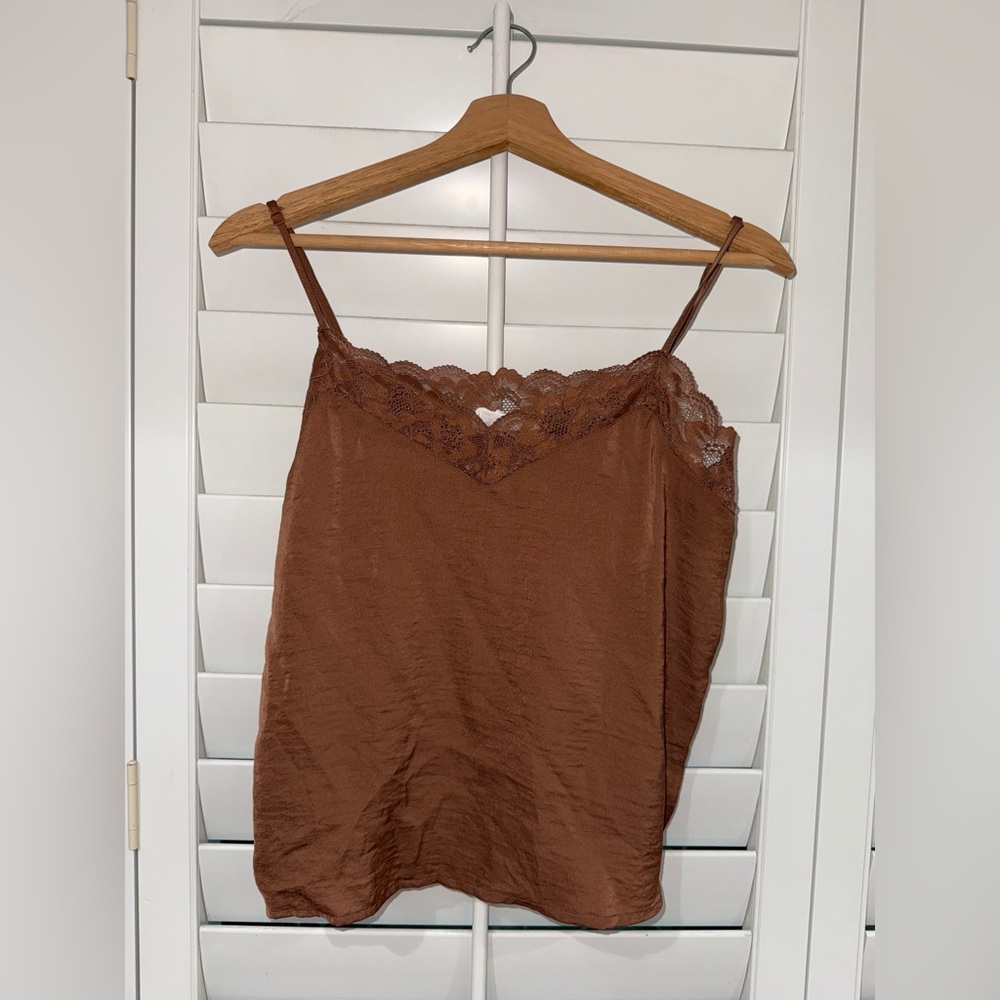 Pink Rose Chocolate Lace Cami Top